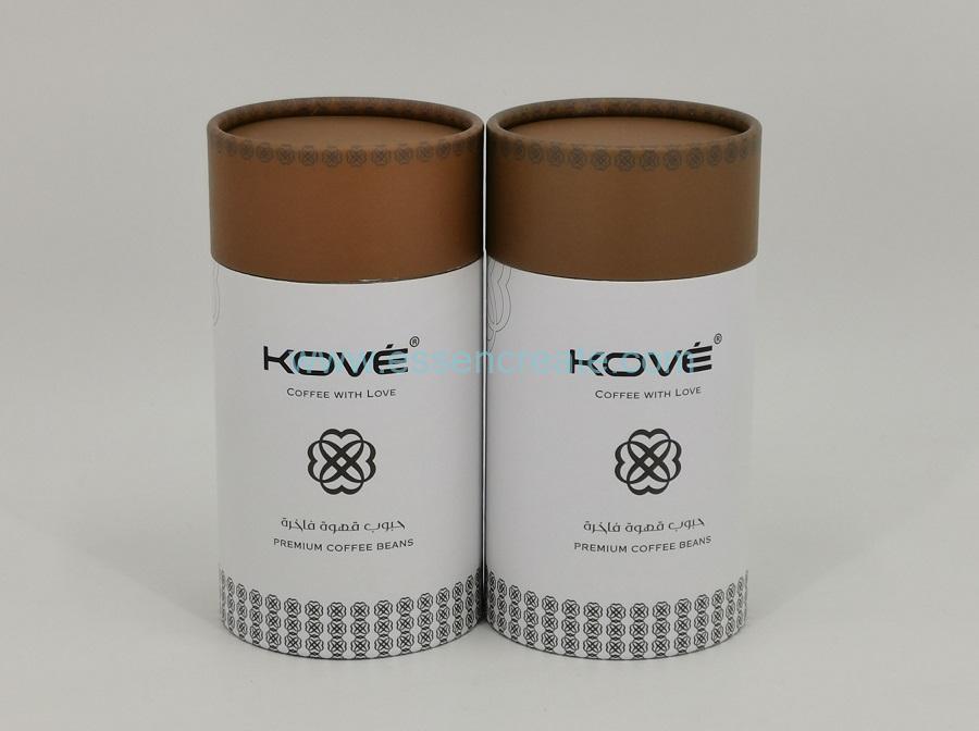 Coffee Beans Packaging Paper Cardboard Canister with Double Lids