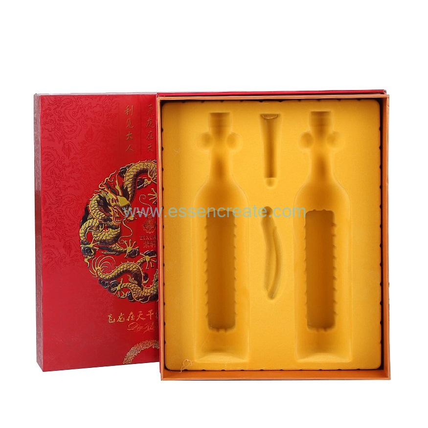 Flocking Plastic Tray Protect Double Wine Bottle Box