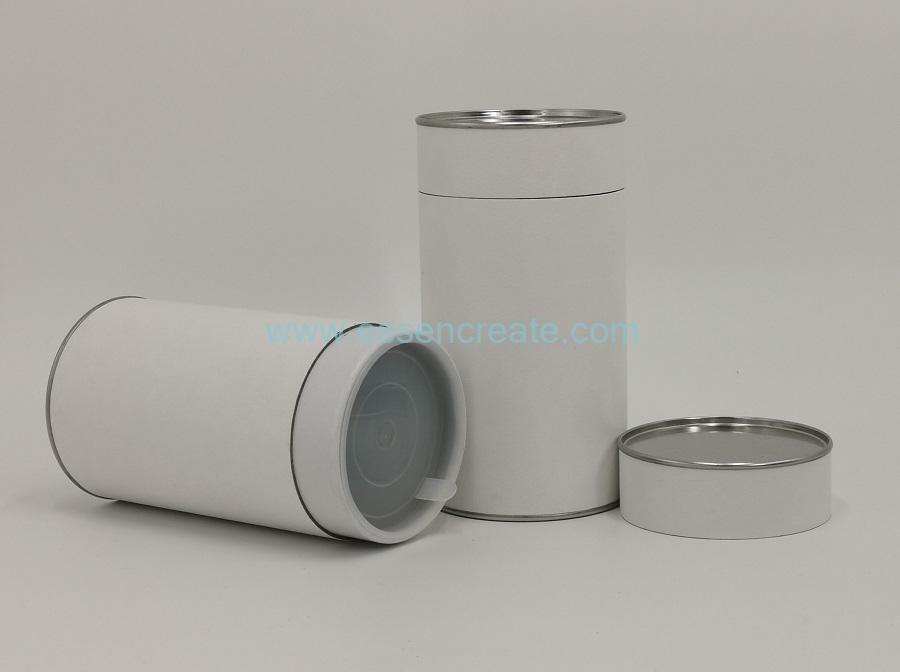 Double Lids Tea Packing White Kraft Paper Tube