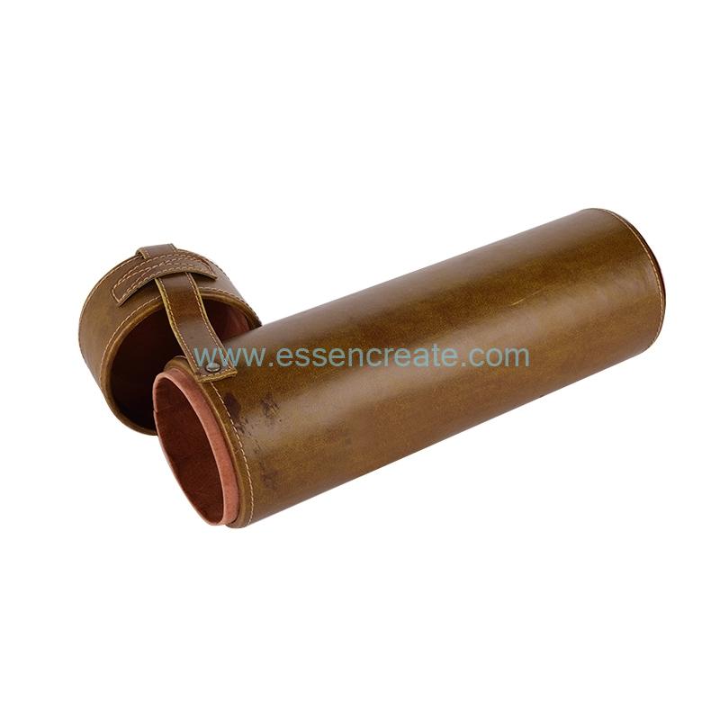 Wine Bottle Packaging Leather Tube Cylinder Box