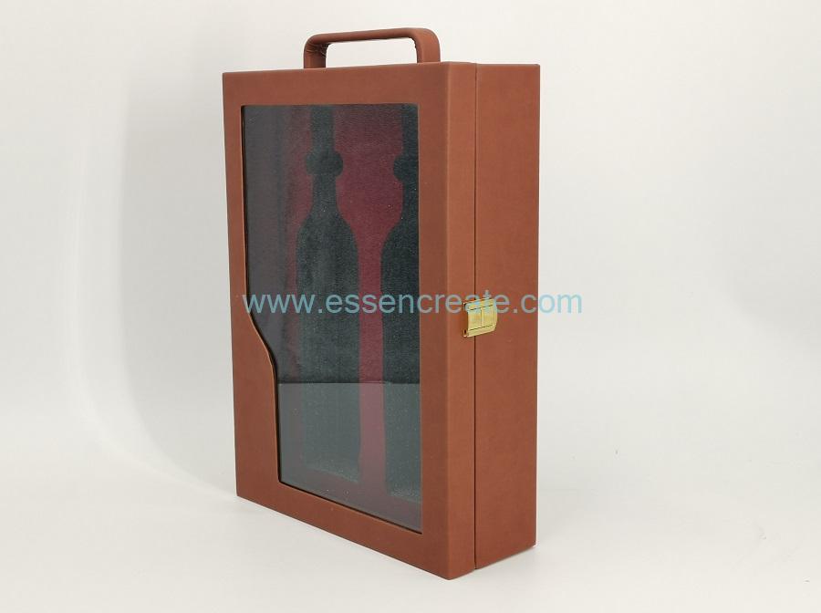 Two Wines Bottle Packing Leather Box