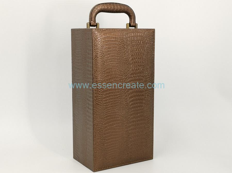 Single Wine Bottles Crocodile Leather Box with Satin