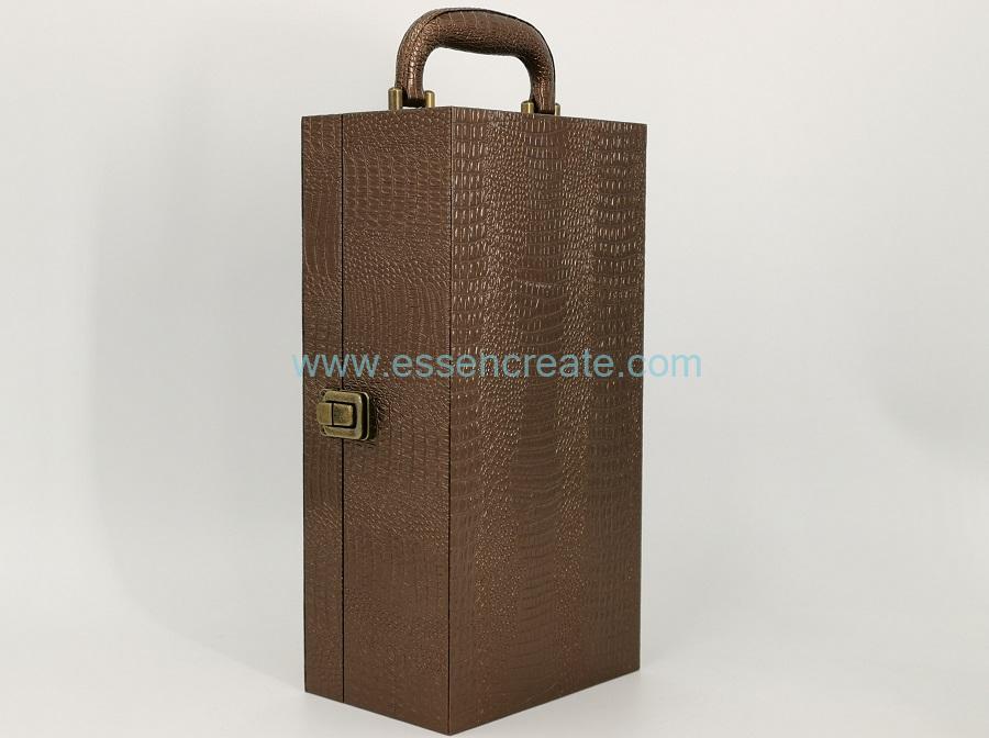 Crocodile Leather Wine Box with Satin