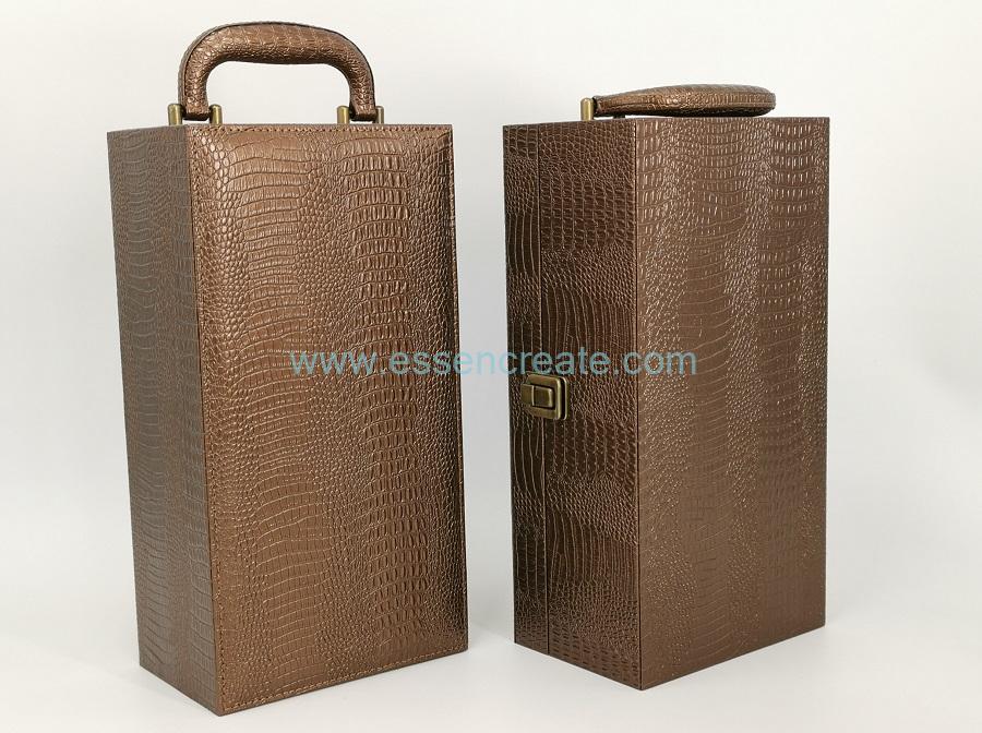 Crocodile Leather Wine Box with Satin