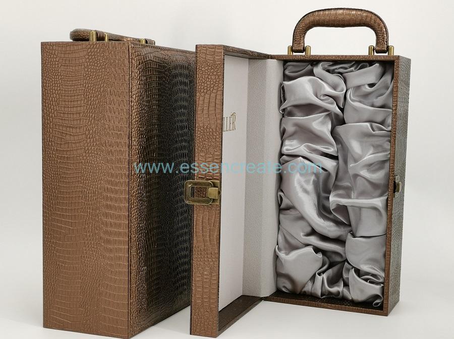 Luxury Crocodile Wine Leather Box