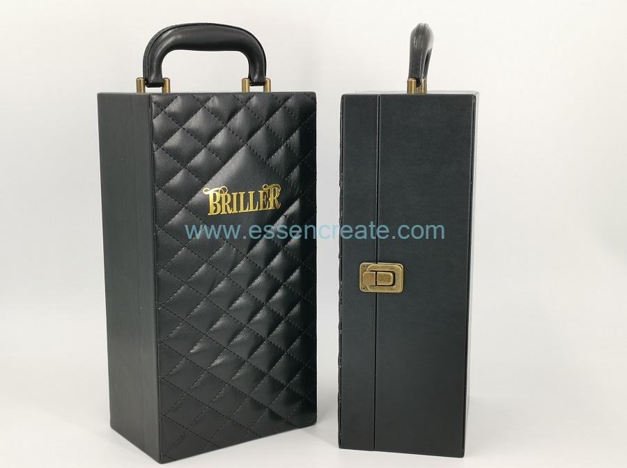 Black Leather Single Wine Bottles Packaging