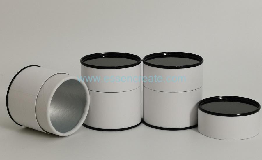 Black Tin Lid White Curled Edge Paper Tube