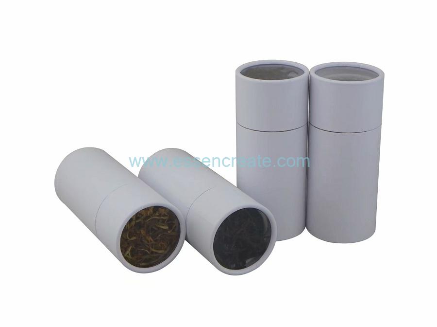 Clear Window Three Pieces Telescopic White Paper Tube 