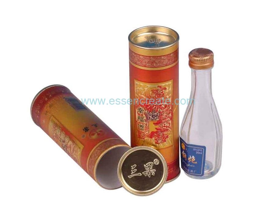 Sealed Metal Glass Wine Bottle Packaging Paper Tube