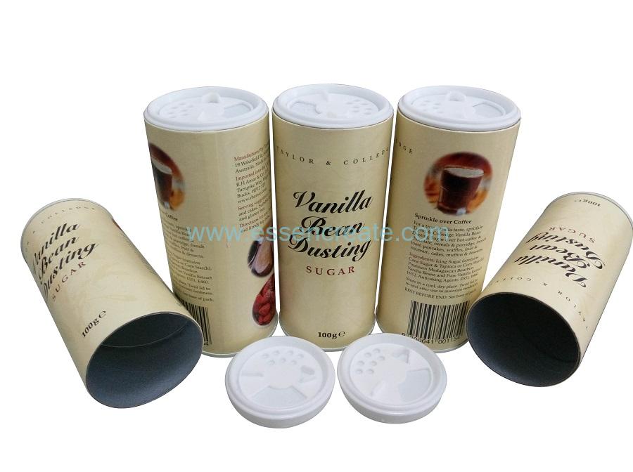 Vanilla Bean Dusting Sugar Paper Packaging Shaker Canister