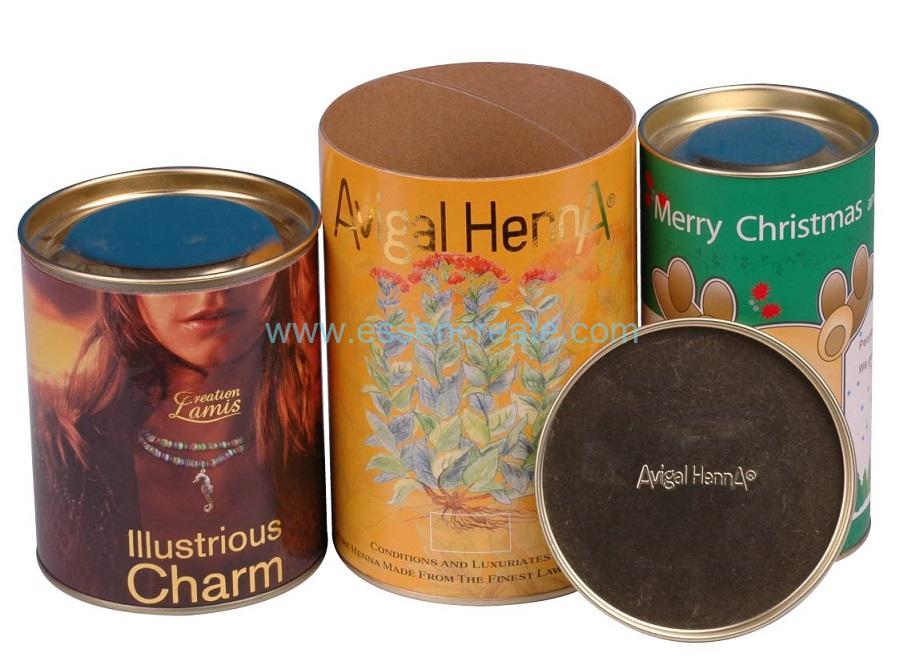 Eco-friendly Buckle Metal Lid Kraft Paper Tube Packaging 