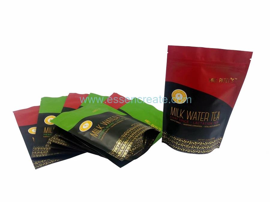 Aluminum Foil Stand Up Ziplock Tea Packaging Bag 