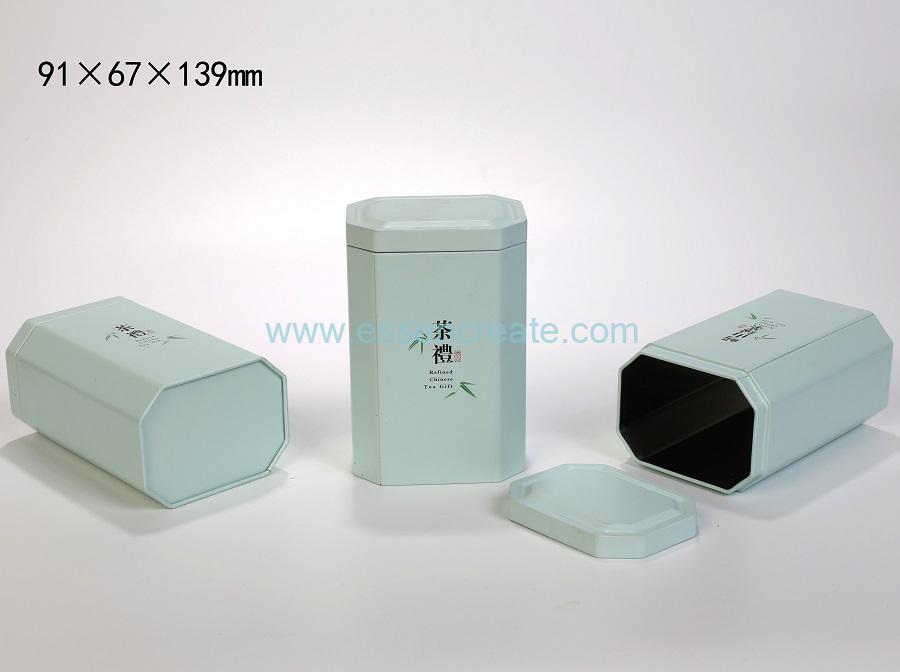 Green Tea Octagonal Metal Cans Tin Square Packaging Gift Box