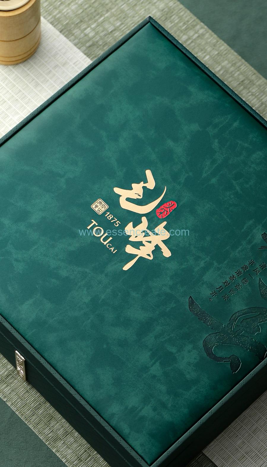 luxury green pu leather jewelry box with gold