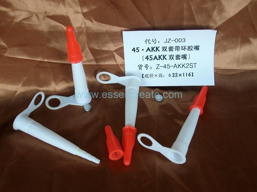 White Caulk Nozzles with Red Plastic Caps for Sealant Tubes