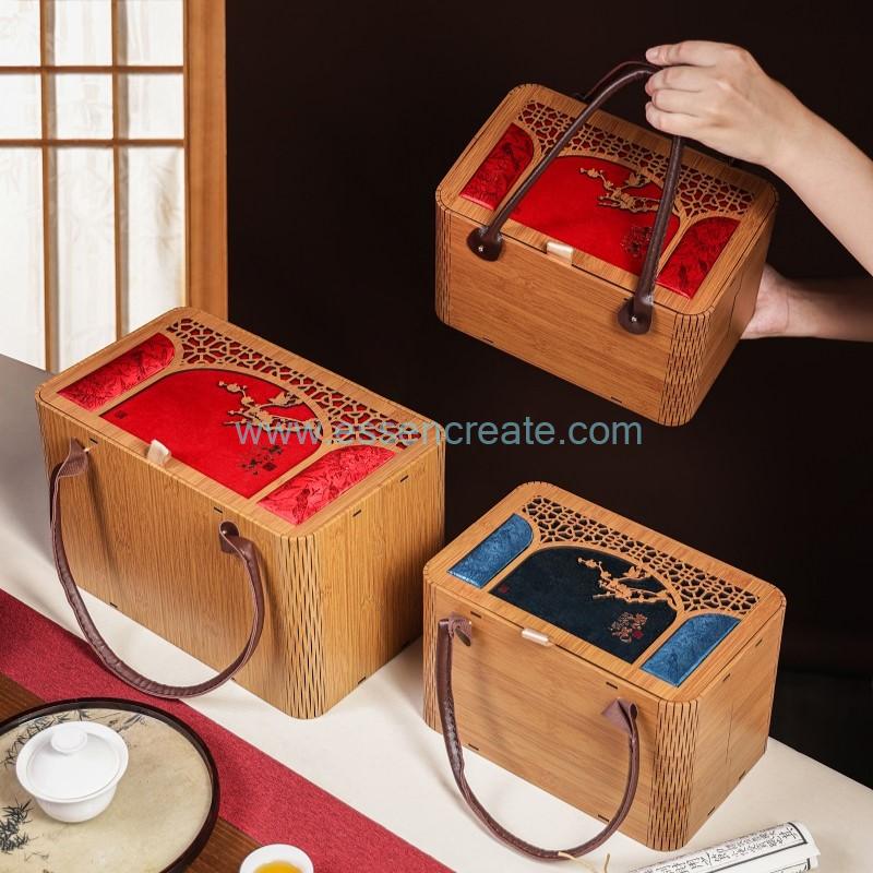Exquisite hollow-carved wooden box tea packaging