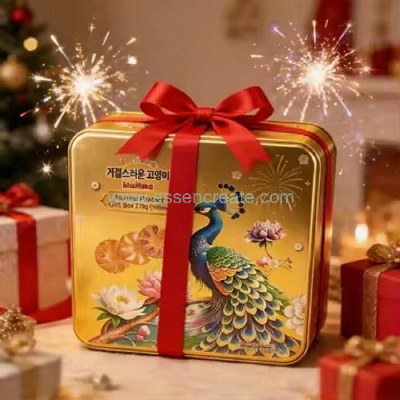 Peacock Embossed Cookie Gift Tin Peacock Embossed Cookie Gift Tin