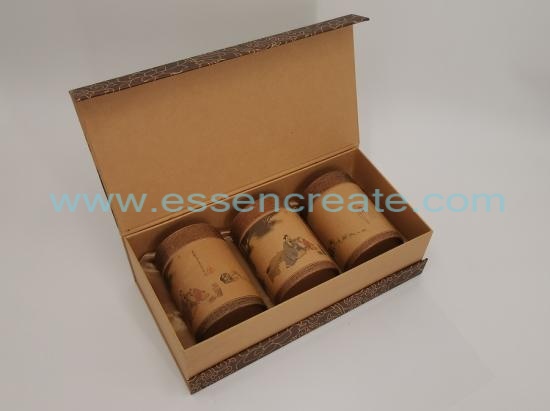 Kraft Tea Gift Box with Paper Cans