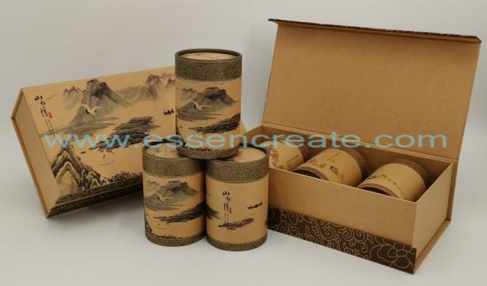 Kraft Tea Gift Box with Paper Cans