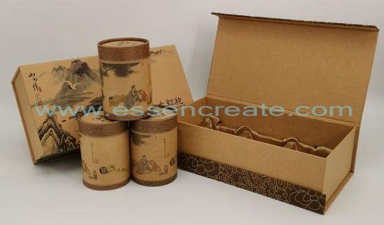 Kraft Tea Gift Box with Paper Cans