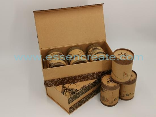 Kraft Tea Gift Box with Paper Cans