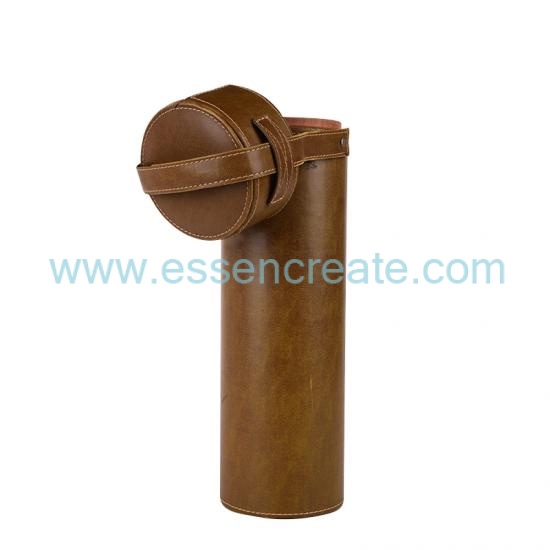 Cylinder PU Leather Wine Bottle Packing Tube