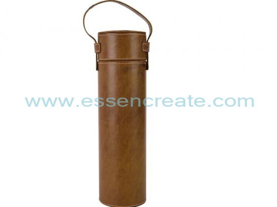 Cylinder PU Leather Wine Bottle Packaging Tube