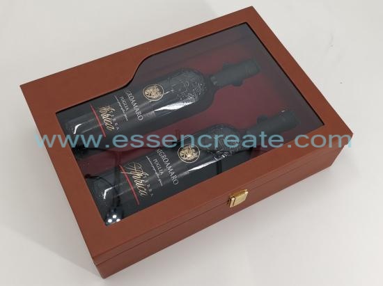 Two Wines Bottle Packing Leather Box