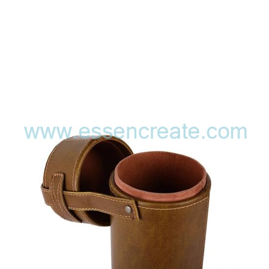 Cylinder PU Leather Wine Bottle Packing Tube