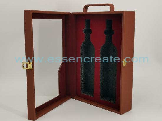 Two Wines Bottle Packing Leather Box