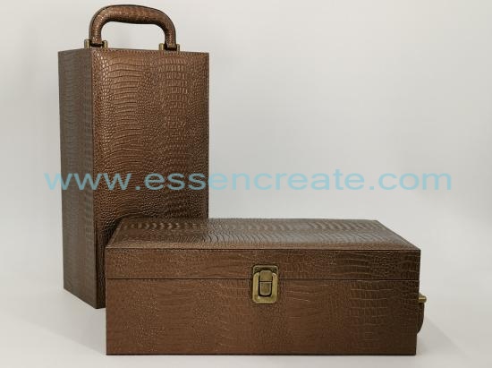 Crocodile Leather Wine Box with Satin