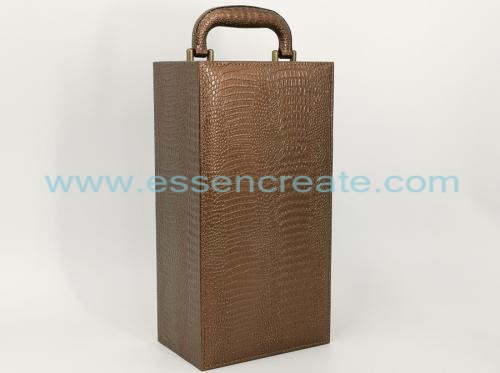 Crocodile Leather Wine Box with Satin