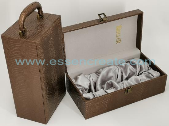 Crocodile Leather Wine Box with Satin