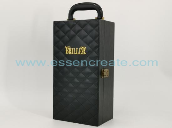 Thread Decorative Black Leather Wine Holder Box