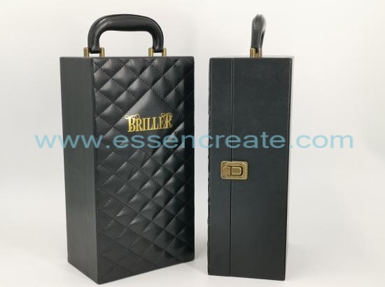 Thread Decorative Black Leather Wine Holder Box