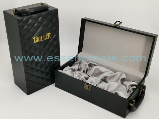 Thread Decorative Black Leather Wine Box