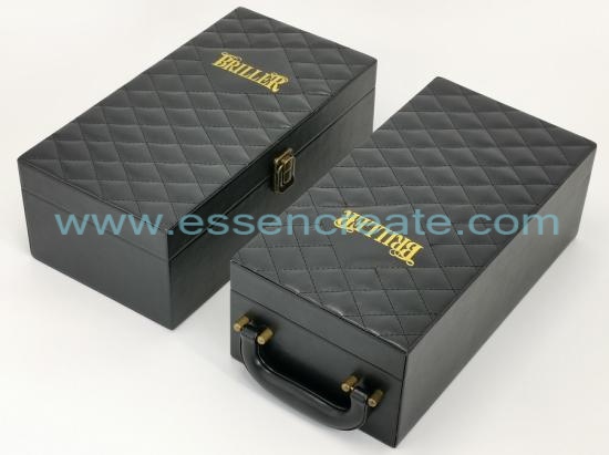 Thread Decorative Black Leather Wine Holder Box