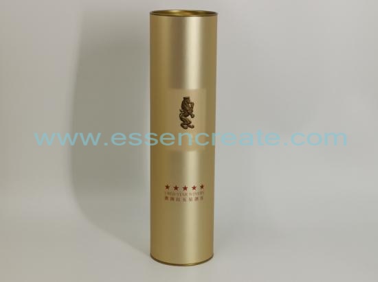 Wine Packaging Tube with Yellow Metal Tin End