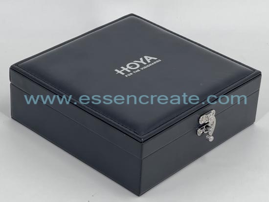 Black Clamshell PU Leather Glasses Packaging Box