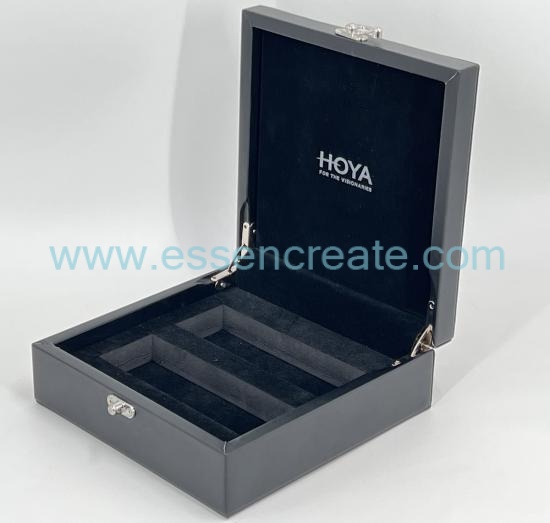 Black Clamshell PU Leather Glasses Packaging Box