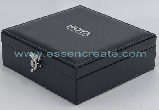 Black Clamshell PU Leather Glasses Packaging Box