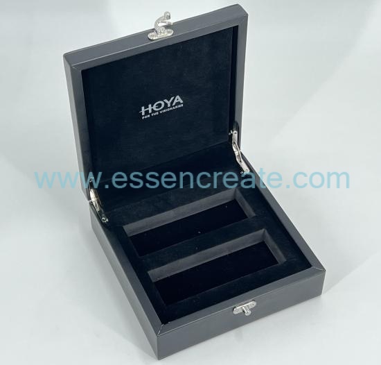 Black Clamshell PU Leather Glasses Packaging Box