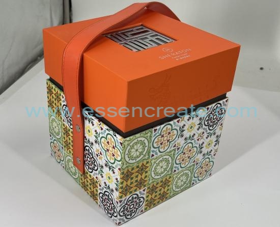 Lid and Base Gift Box with Leather Handle