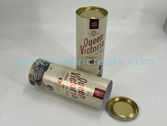 Custom Cylinder Cardboard Food Packaging Box Tube with Metal Lid