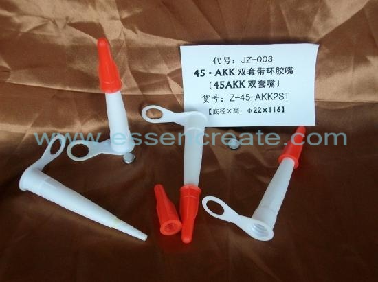 White Caulk Nozzles with Red Plastic Caps