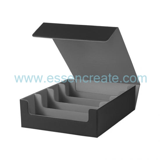 OEM Custom Printed PU Leather Card Case With 4 Slots,Magnetic Closure Deck Box For MTG TCG Sports Trading Cards