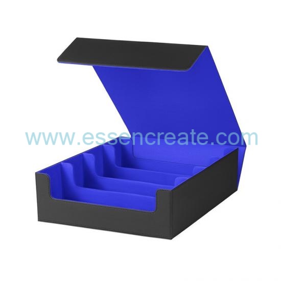 OEM Custom Printed PU Leather Card Case With 4 Slots,Magnetic Closure Deck Box For MTG TCG Sports Trading Cards