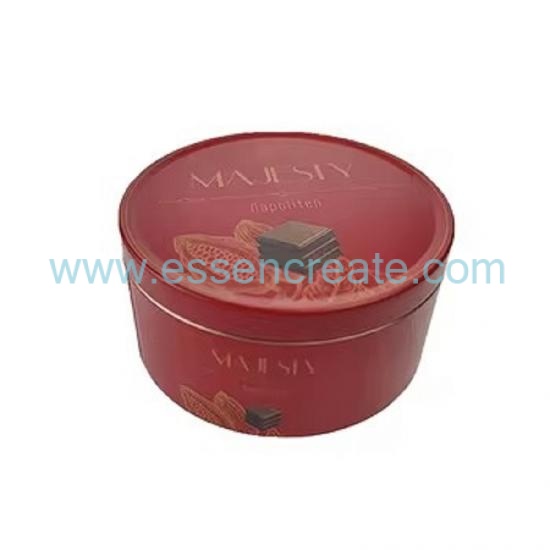 OEM Red Round Tin Container,Full Color Printed Food Safe Metal Can For Confectionery Holiday Packing