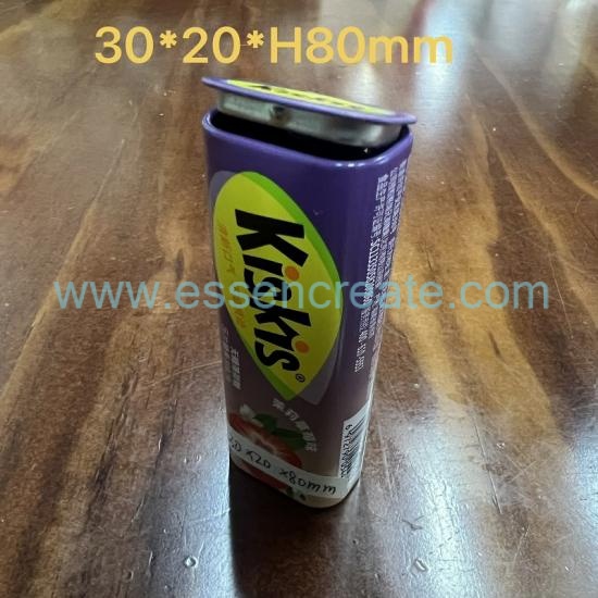 Custom Flip Top Rectangular Tin Box, Food Grade Slide Tin Can For Mint Candy Chewing Gum Packaging