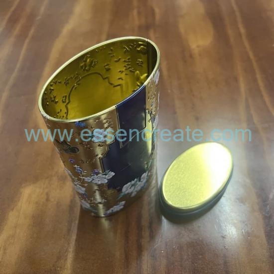 Luxury Flower Printed Cylindrical Metal Tin Container, Reusable Decorative Tin For Dry Goods Packing